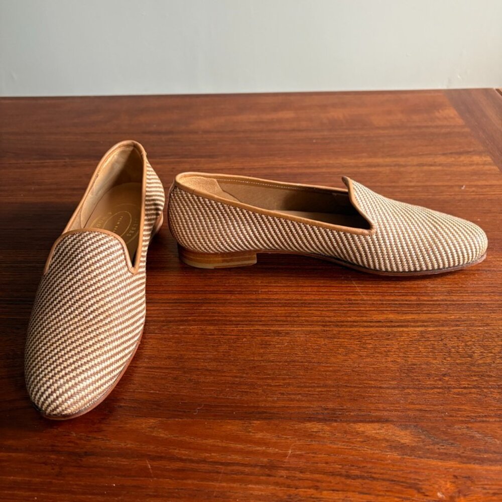 Stubbs & Wootton Tan Raffia Slippers (Loafers)